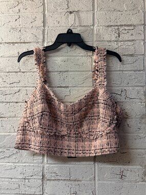 Wild Fable Pink Tweed Bustier Crop Top XXL NWT Fringe Coquette Preppy